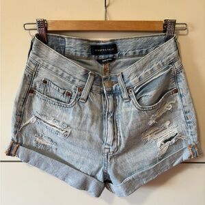 Aeropostale Faded Blue Ripped Jean Shorts